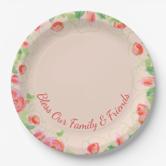 Assiettes En Carton Floral rose clair Accentué