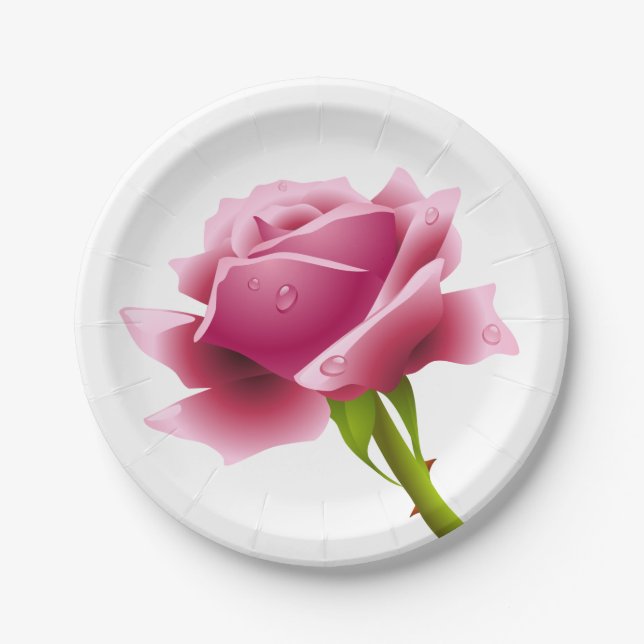 Assiettes En Carton Floral Rose Flower - Mariage / Fête (Devant)