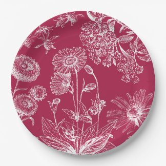 Assiettes En Carton Floral rouge vintage |Action de grâces | Plaques d