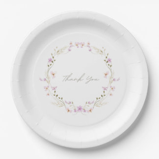 Assiettes En Carton floral simple et blanc