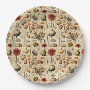 Assiettes En Carton Floral Thanksgiving Motif Vintage (3)