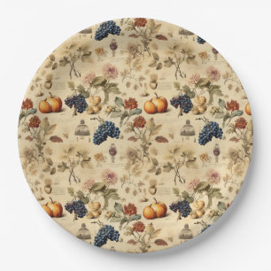 Assiettes En Carton Floral Thanksgiving Motif Vintage (4)