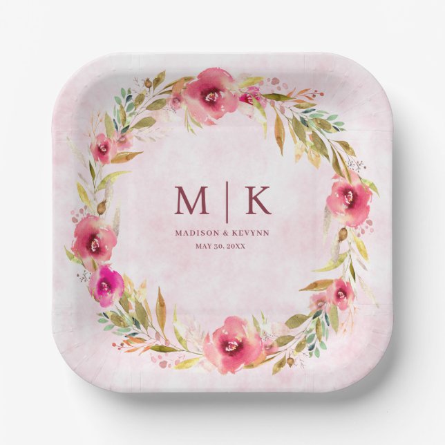 Assiettes En Carton Flore minimale et chic | Mariage (Recto)