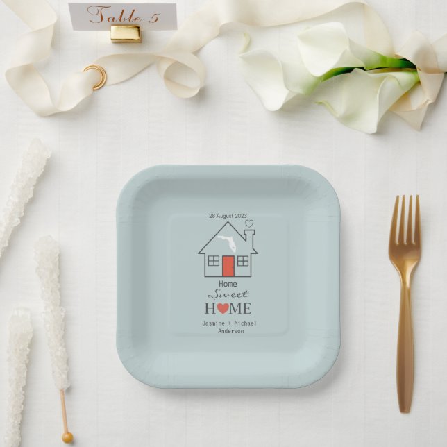 Assiettes En Carton Florida Home Sweet Home Personnalisé (Mariage)