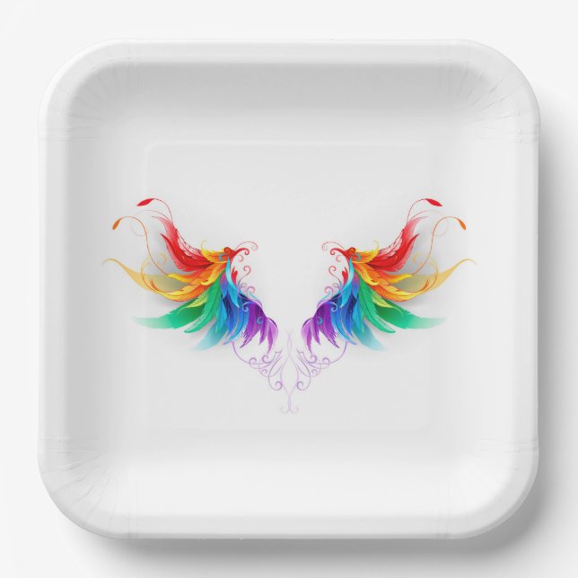 Assiettes En Carton Fluffy Rainbow Wings (Recto)