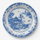 Flux de chinoiserie bleu blanc faux porcelaine