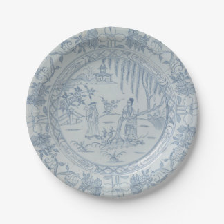 Assiettes En Carton Flux de saule chinoiserie bleu blanc