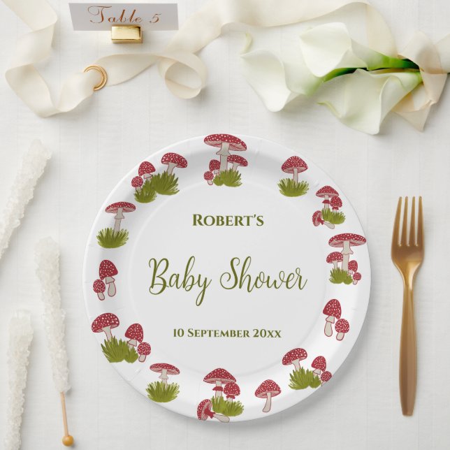 Assiettes En Carton Fly Champhroom Goblincore Garden Baby shower (Mariage)