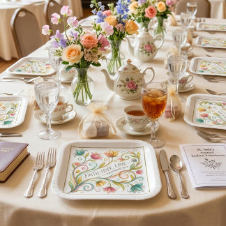 Assiettes En Carton Foi Espoir Amour floral