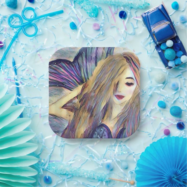 Assiettes En Carton Foire à thème Mermaid plaques de papier personnali (Fête)