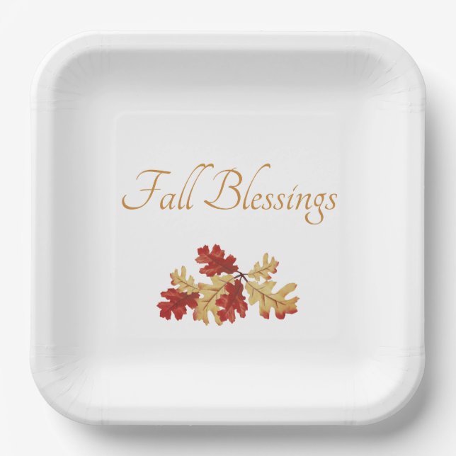 Assiettes En Carton Foliage d'automne de Thanksgiving Rustique (Recto)