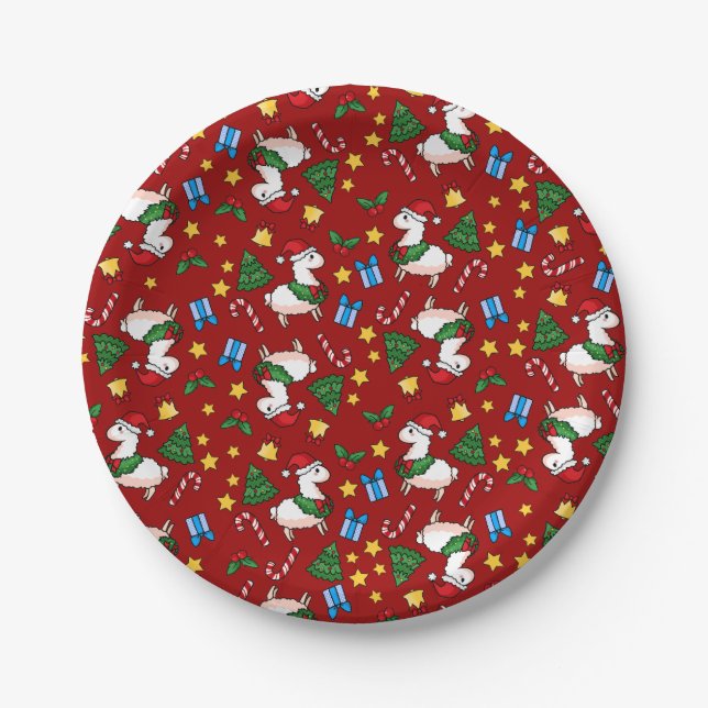 Assiettes En Carton Folie de lama de vacances (Devant)
