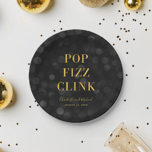 Assiettes En Carton Fond Flou Sombre Faux Or Pop Fizz Tinter