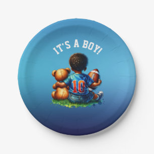 Assiettes En Carton Football Baby Boy et Teddy Baby shower C'est un ga