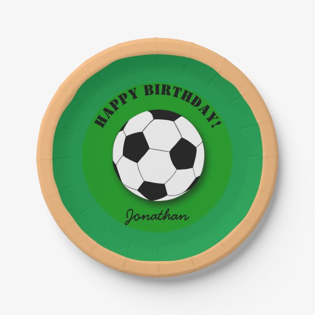 Assiettes En Carton Football Ball & Soccer Voeux d'anniversaire (fête) (Devant)