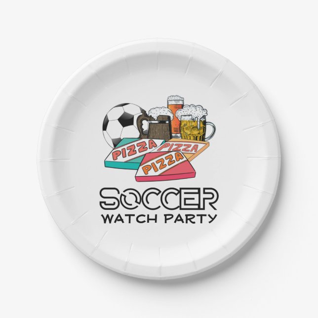 Assiettes En Carton Football Beer Pizza SOCCER WATPARTIE (Devant)