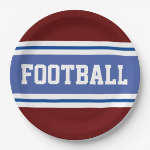 Assiettes En Carton FOOTBALL Bleu Profond Rouge Blanc Racing Stripes
