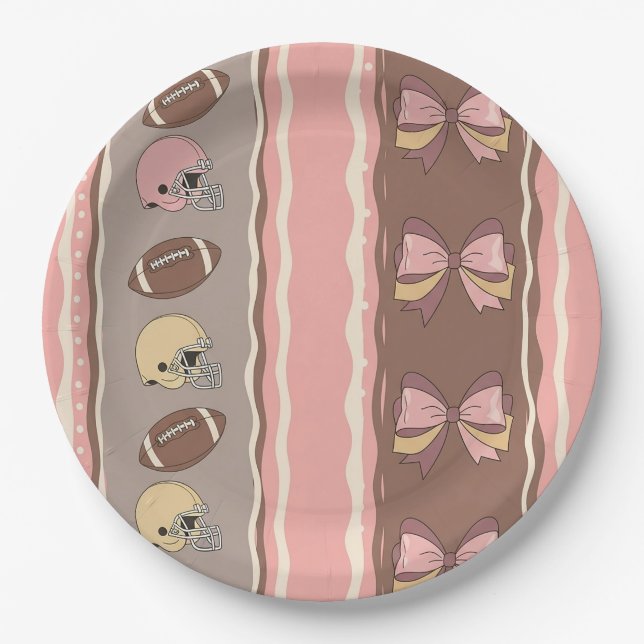 Assiettes En Carton Football Coquette à motif léopard (12) (Devant)