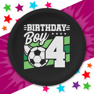 Assiettes En Carton Football de 4 ans Fête de Football de 4e anniversa