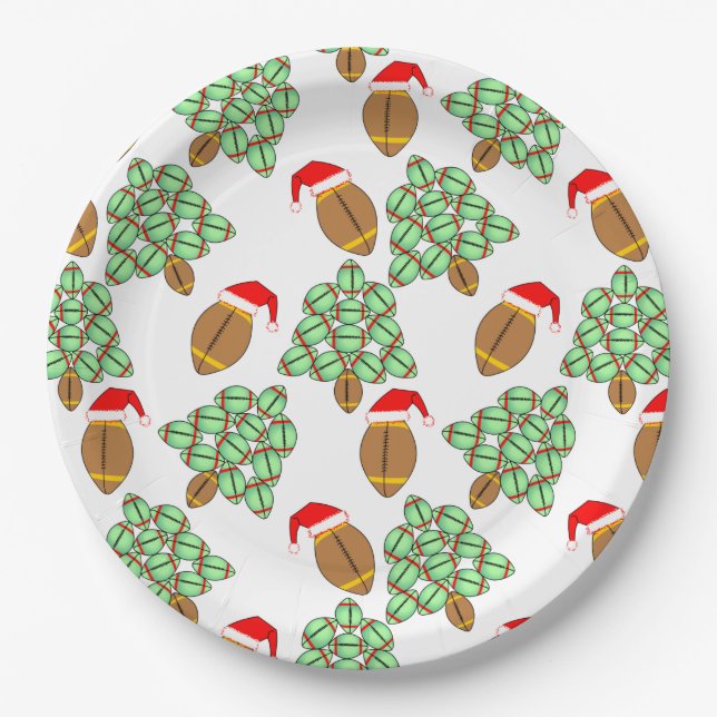 Assiettes En Carton Football de Noël (Devant)