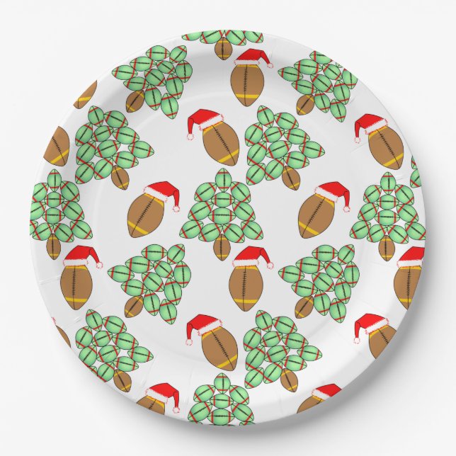 Assiettes En Carton Football de Noël (Devant)