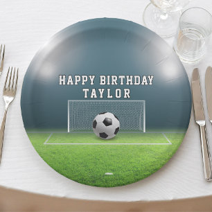Assiettes En Carton Football de terrain de football sport heureux anni