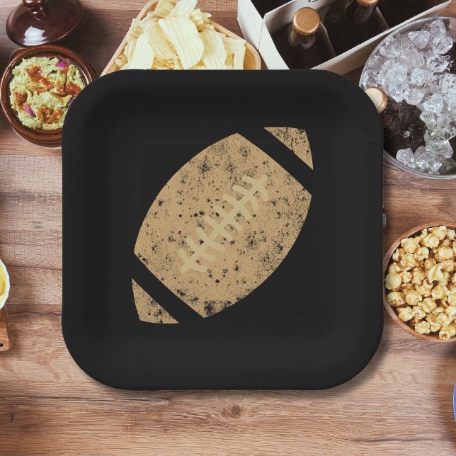 Assiettes En Carton Football en détresse fête d'anniversaire Black Gol (Créateur téléchargé)