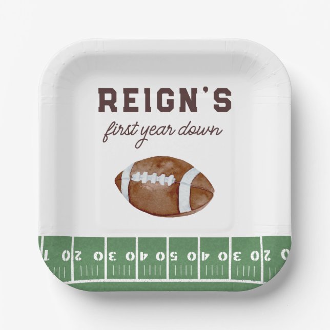 Assiettes En Carton Football garçon première année bas 1er anniversair (Recto)