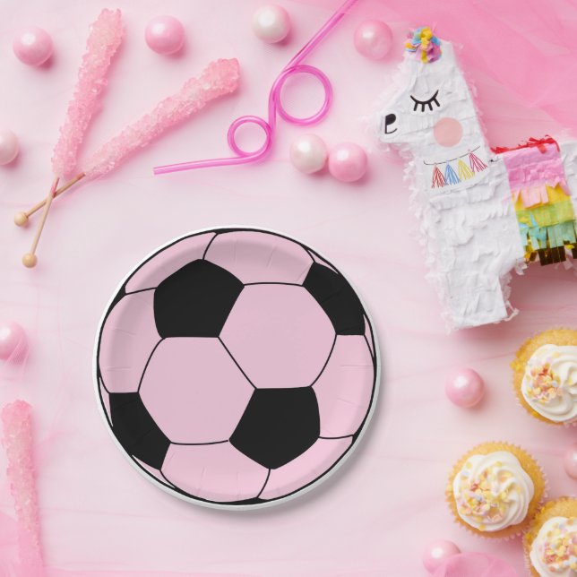 Assiettes En Carton Football rose (Fête)