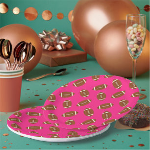 Assiettes En Carton Football Sports Anniversaire fête rose