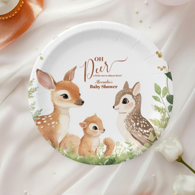 Assiettes En Carton Forêt boisée Oh Deer (Créateur téléchargé)