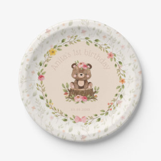 Assiettes En Carton Forêt florale de la forêt d'Ours de Cute, première