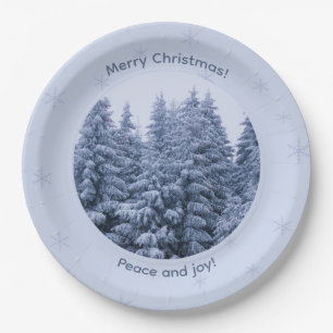 Assiettes En Carton Forêt hivernale magique - fête de noël