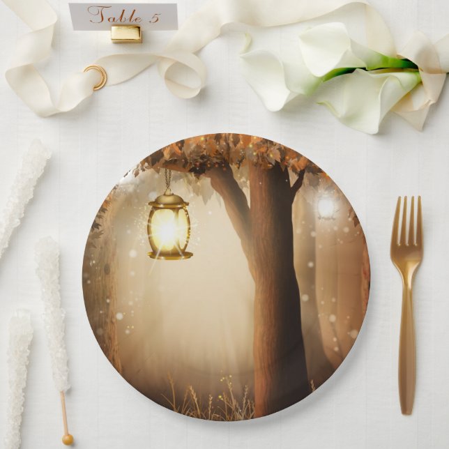Assiettes En Carton Forêt magique avec lumières des fées (Mariage)