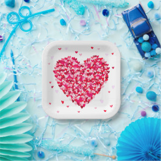 Assiettes En Carton Forme de coeur Valentines Jour Amour Cadeau