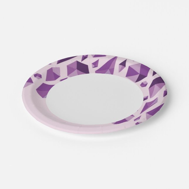 Assiettes En Carton Formes de bijoux géométriques violets (Angle)