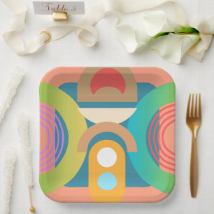 Assiettes En Carton Formes géométriques Abstraites minimalistes pâles