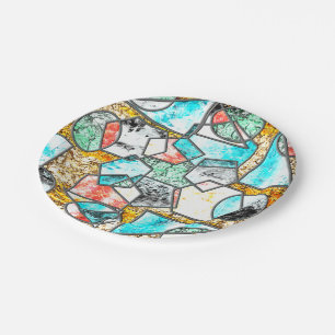 Assiettes En Carton Formes géométriques avec des textures blanches 