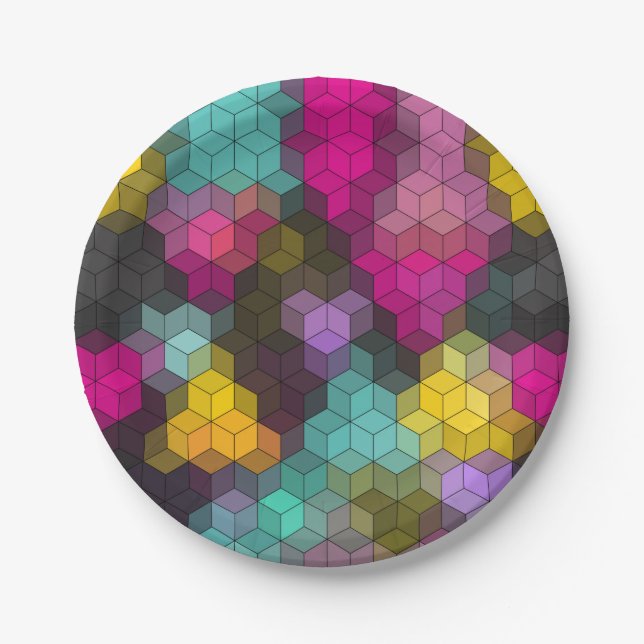 Assiettes En Carton formes hexagones géométriques modernes Abstraites  (Devant)