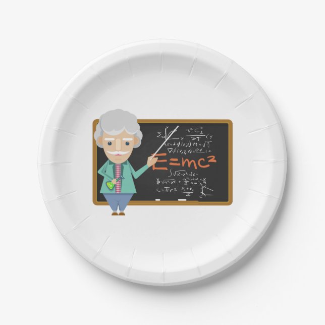 Assiettes En Carton Formule EMC2 du professeur de sciences (Devant)