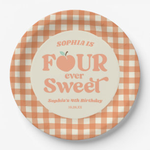 Assiettes En Carton Four Ever Sweet Peach Fruit 4e fête d'anniversaire