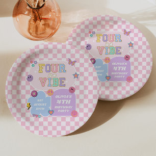 Assiettes En Carton Four Is A Vibe Preppy Patch 4th Birthday Party