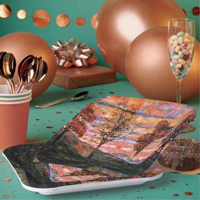 Assiettes En Carton Four Trees, art d'Egon Schiele, (Multi)