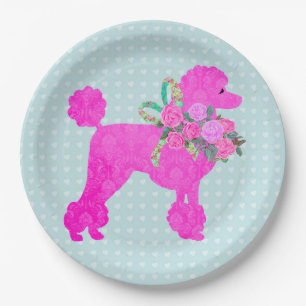 Assiettes En Carton Fournitures de fête de caniche rose