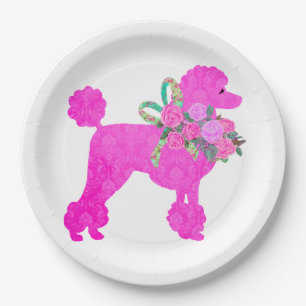 Assiettes En Carton Fournitures de fête de caniche rose