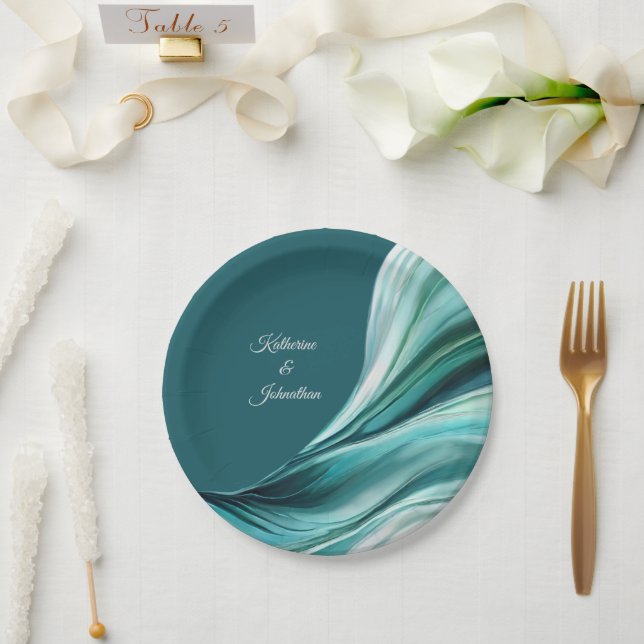 Assiettes En Carton Fournitures de fête moderne-Emerald Green- (Mariage)