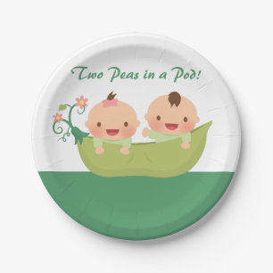 Assiettes En Carton Fournitures pour Baby Shower Jumeaux Petits Pois d