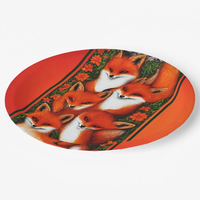Assiettes En Carton Foxy Fun Orange (Angle)