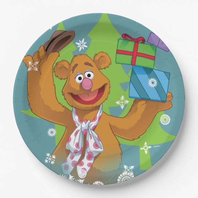Assiettes En Carton Fozzy l'ours| Joyeuses fêtes (Devant)