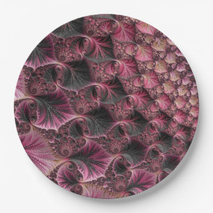 Assiettes En Carton Fractale rose